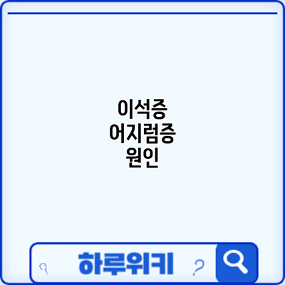 이석증 어지럼증: 원인