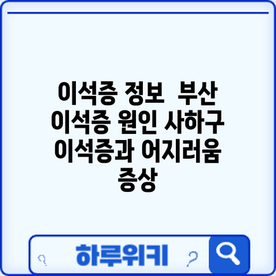 이석증 정보 | 부산 이석증 원인: 사하구 이석증과 어지러움 증상