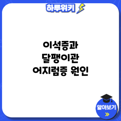 이석증과 달팽이관 어지럼증: 원인