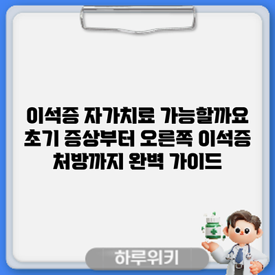 이석증 자가치료 가능할까요? 초기 증상부터 오른쪽 이석증 처방까지 완벽 가이드