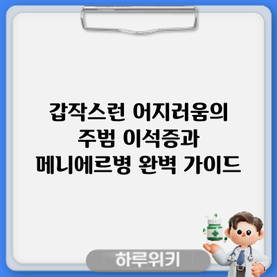 갑작스런 어지러움의 주범? 이석증과 메니에르병 완벽 가이드