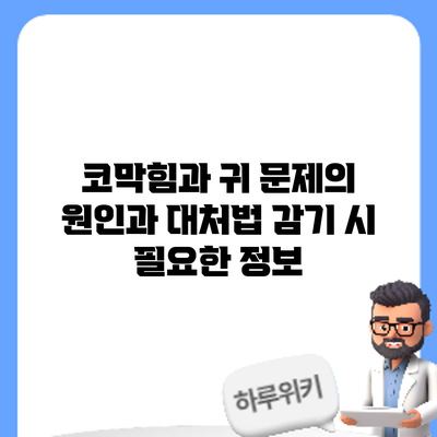 코막힘과 귀 문제의 원인과 대처법: 감기 시 필요한 정보