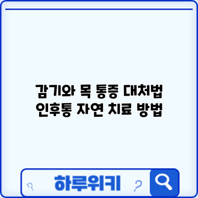 감기와 목 통증 대처법: 인후통 자연 치료 방법
